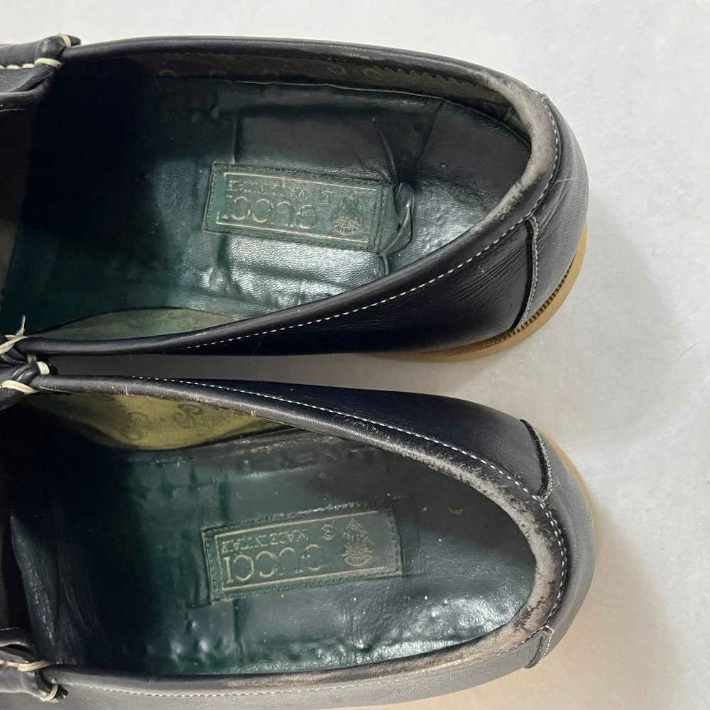 Gucci Horsebit Loafers Mens EU43 Black Leather Made Italy Rubber Sole Vintage